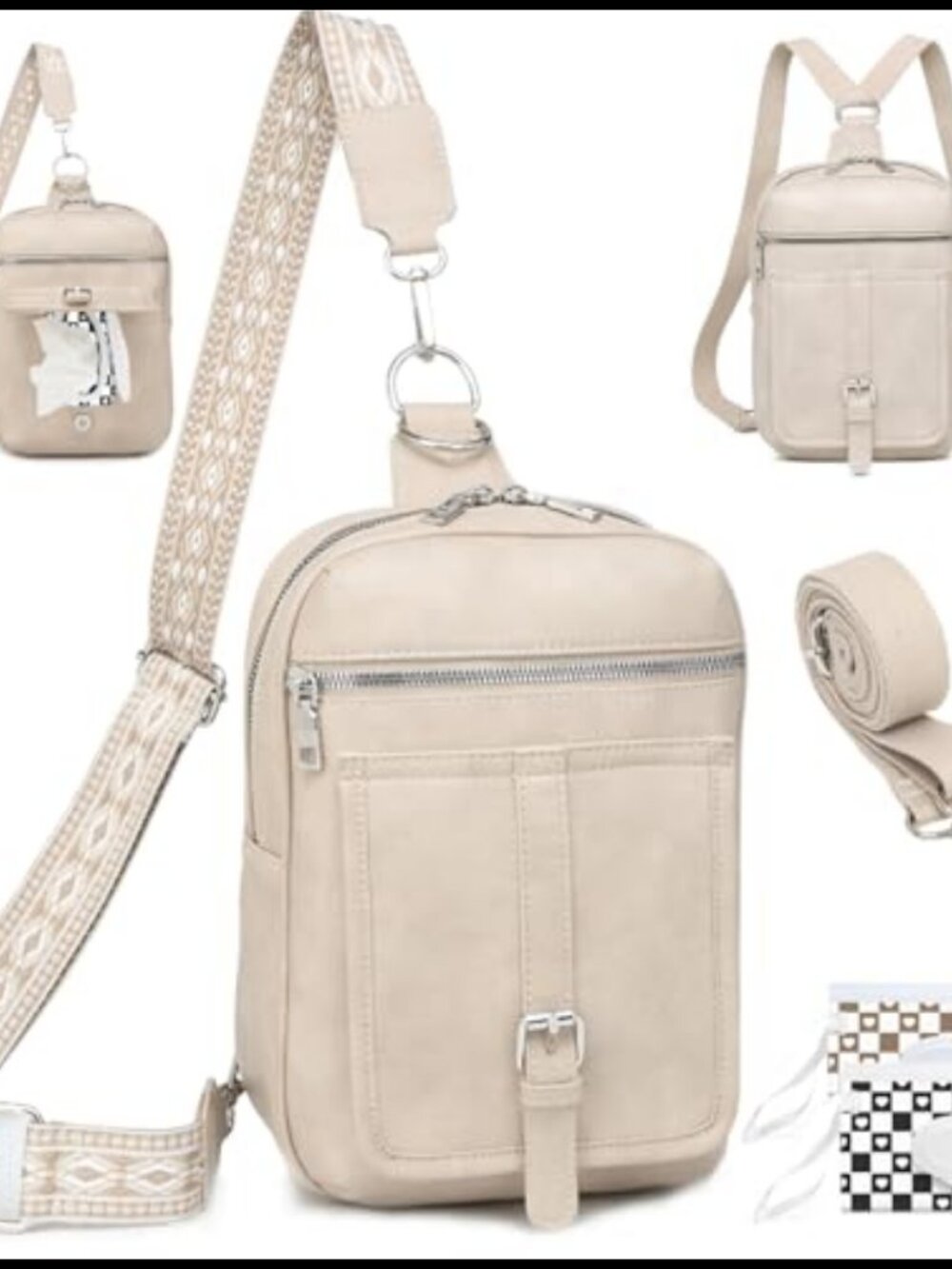 MYHOZEE Mini Diaper Bag Crossbody Purse with Wipes Pocket Vegan Leather